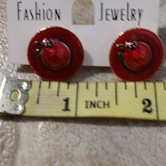 Red Hat Society Enamel Pierced Earrings Red Purple Fashion Jewelry - Picture 3 of 3